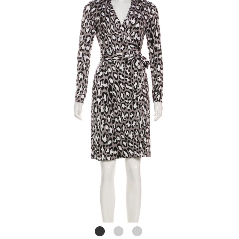 Diane Von Furstenberg 100% Silk Leopard Print Marcie Dress Size 8